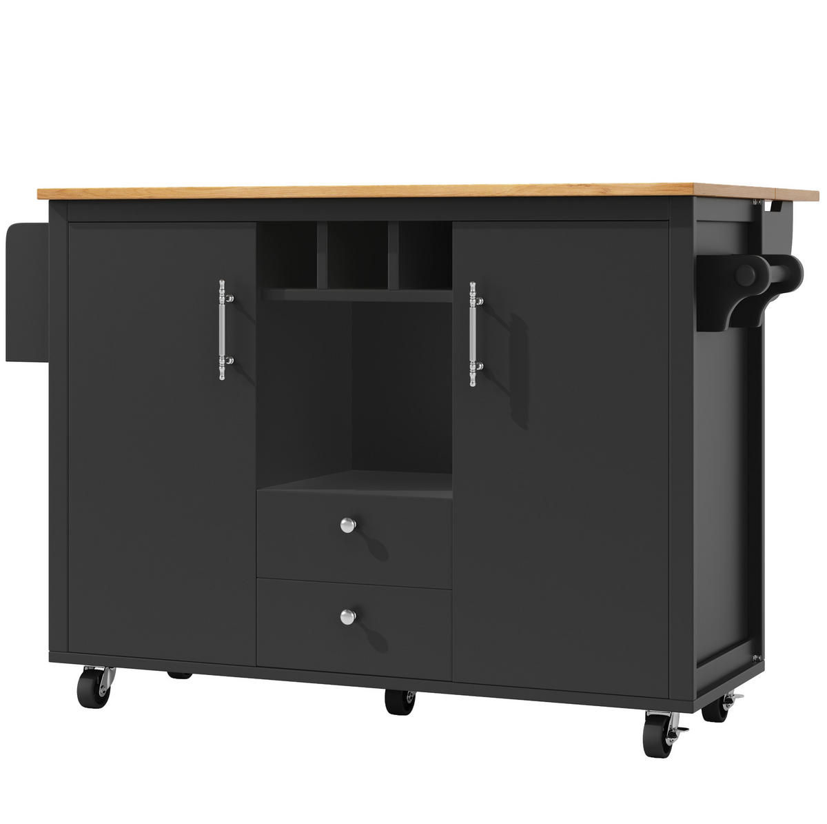 KÜCHENINSEL mit Klapptisch 137,9 x 73 x 92,2 cm Schwarz - Schwarz, Metall (73/92.5/137.9cm) - Beauniv