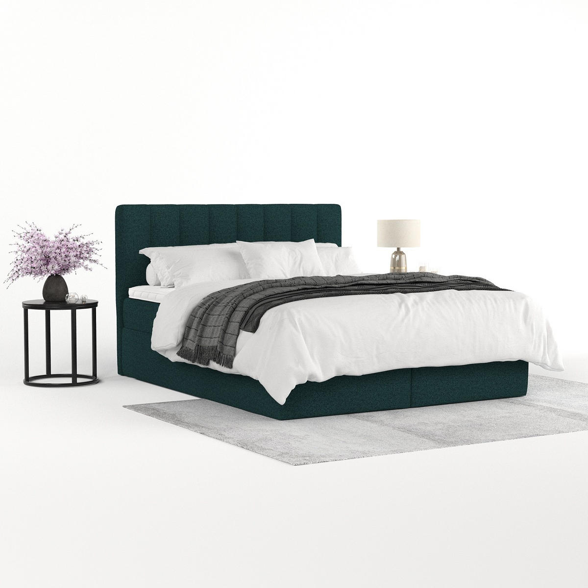 BOXBETT Lusso 180/200 cm Grün im Riva Stoff - Schwarz/Grün, Holz/Holzwerkstoff (180/200cm) - AltaBeds