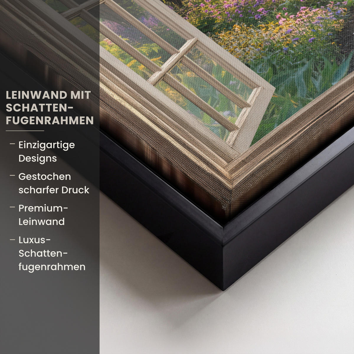 LEINWAND Bilder mit Rahmen - Aussicht - Blumen - Natur - Sonne - Weg - 30x20 - Hellgelb, Textil (30/20cm) - MuchoWow