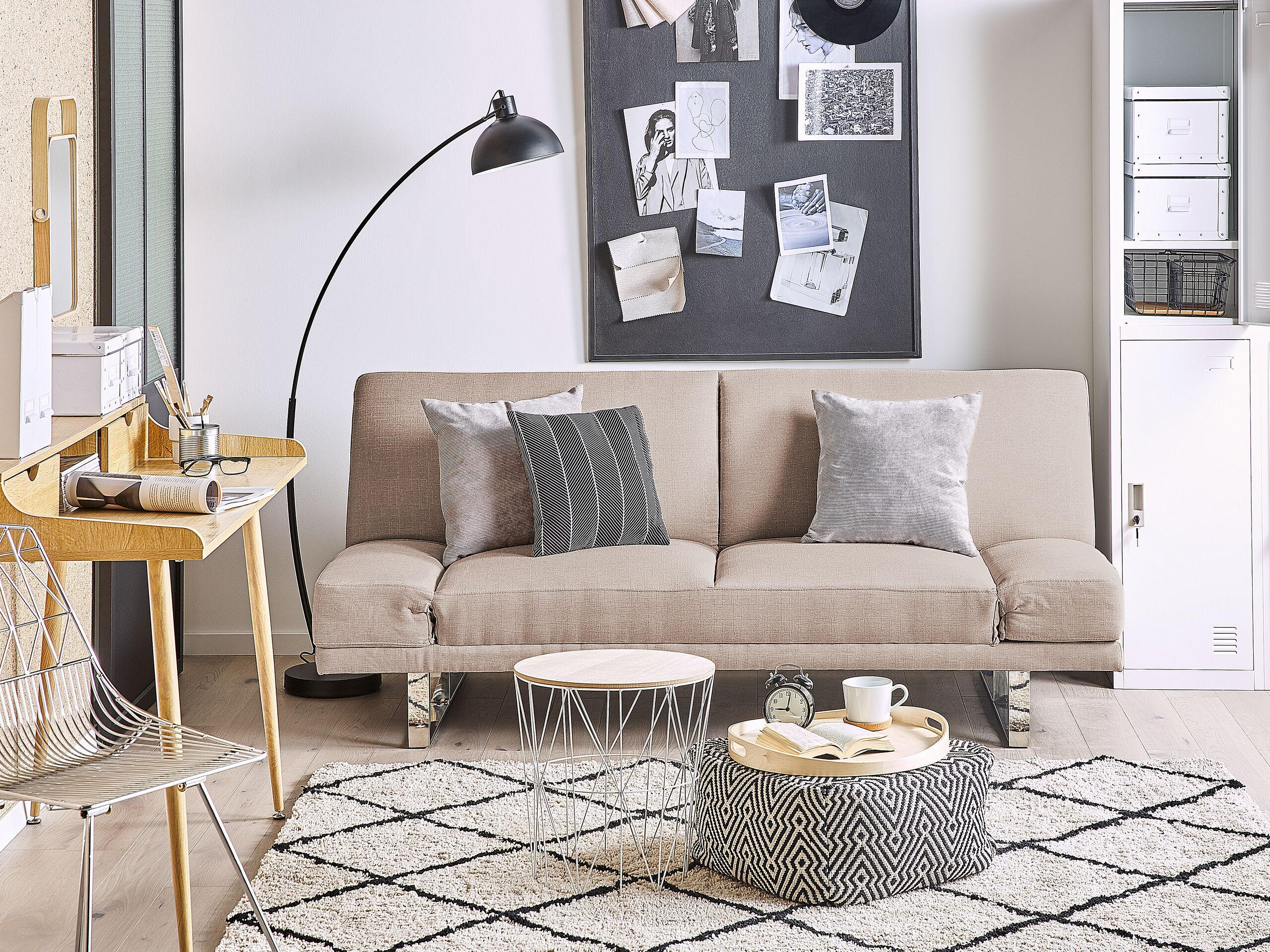 2-SITZER-SCHLAFSOFA Polyester Beige York - Beige, Textil (190/81/89cm) - Beliani