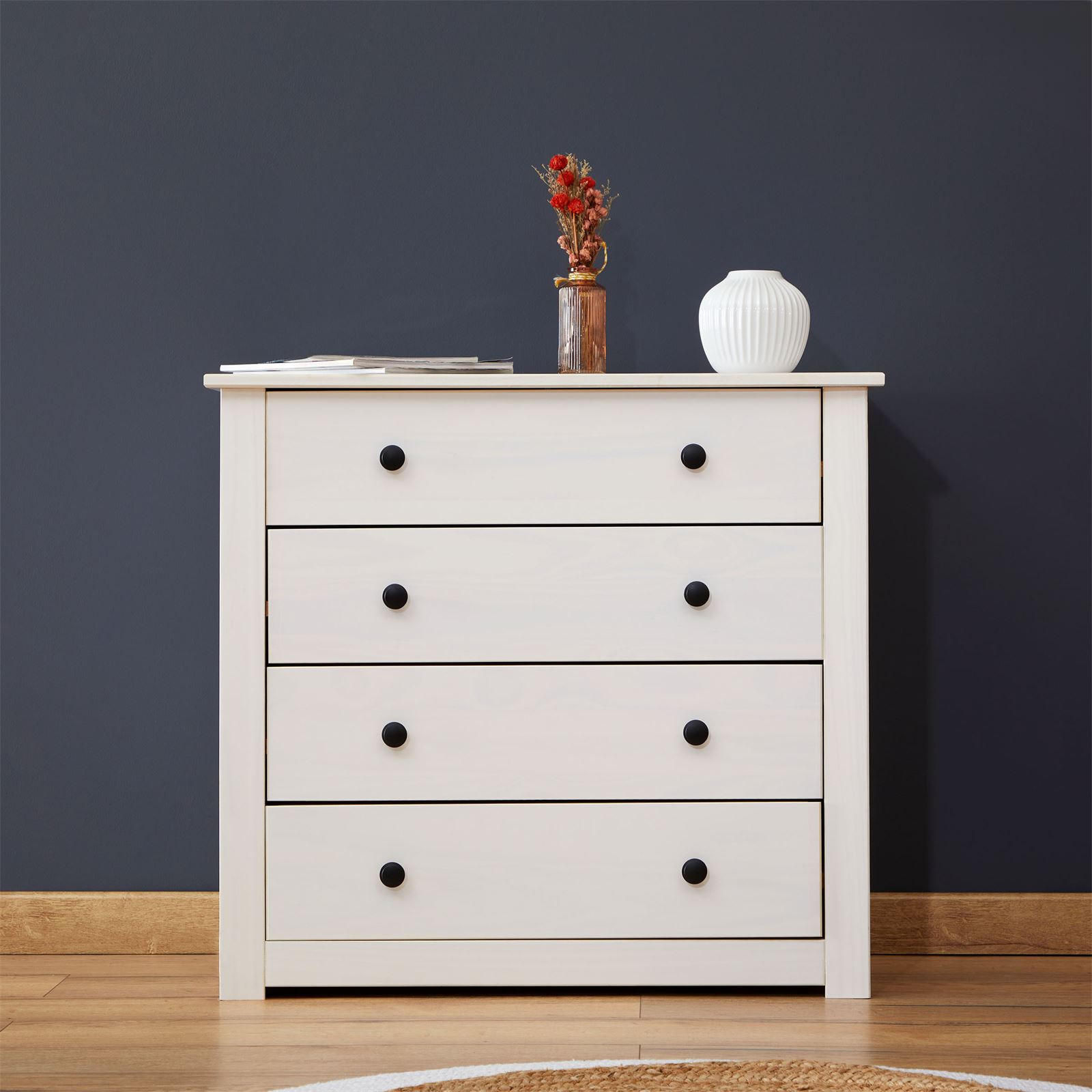 Thumbnail - CARO-Möbel Kommode, Weiß, Holz, Kiefer, Vintage, 80x74x40 cm, Wohnzimmer, Kommoden & Sideboards, Kommoden