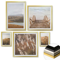 WANDBILDER 5er Set - 50x50 cm & 20x30 cm & 40x60 cm Goldrahmen - Landschaften Wiesen Berge See - Goldfarben, Kunststoff (40/60cm) - ArtPrintCave