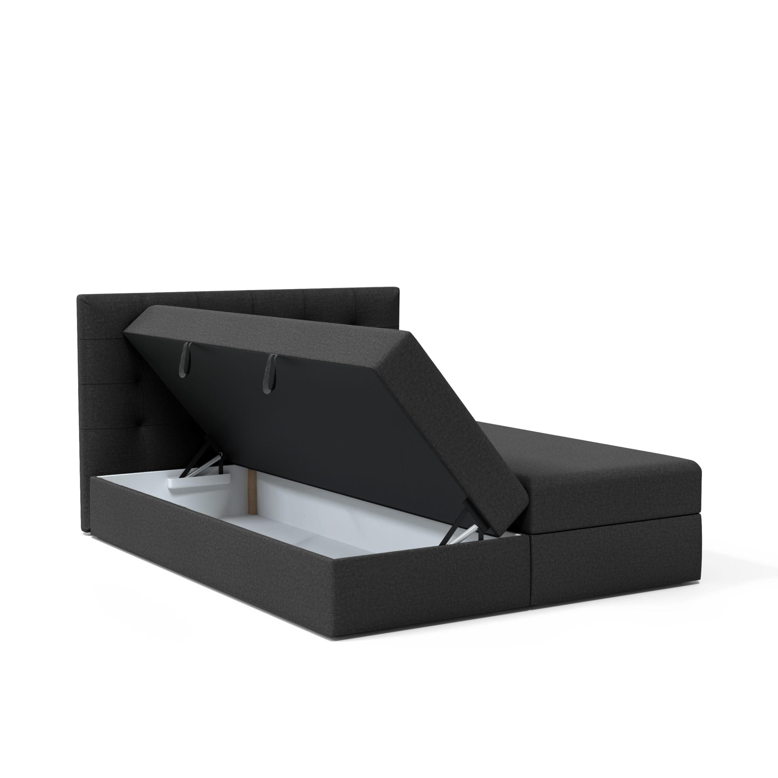 BOXBETT Doppelbett Kolumbo Schwarz 140x200 cm - Schwarz, Textil (140/200cm) - Fedve