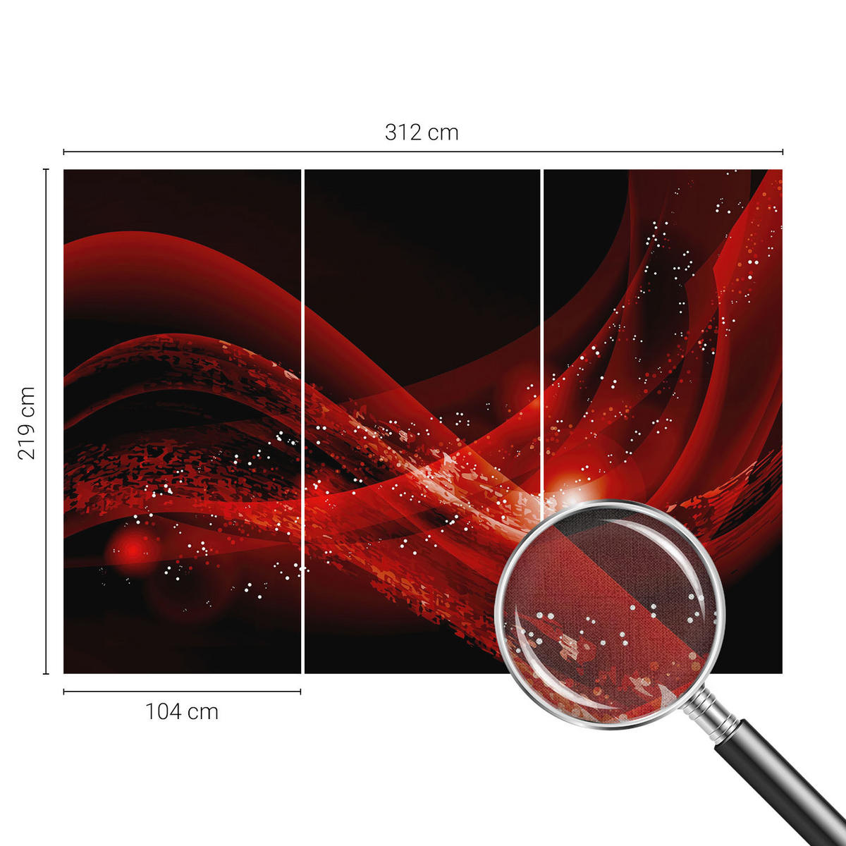 FOTOTAPETE 312x219 cm - Roter Wirbel - Weiß, Textil (312/219cm) - Wallfluent