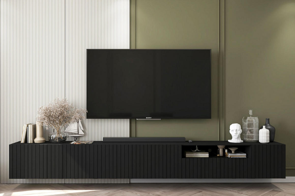 TV-LOWBOARD 2-er Set Elpis2 Schwarz Matt Glamour 150 cm - Schwarz, Holzwerkstoff (300/37.5/36.5cm) - Meble Lindner