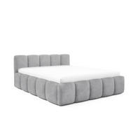 POLSTERBETT QUATTRO, 180x200 cm, Doppelbett mit Bettkasten, Boucle Stoff, Frabe: Grau - Grau, Holz/Kunststoff (180/200cm)