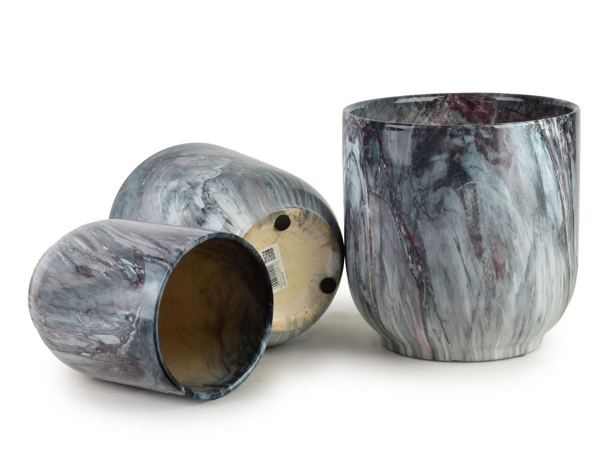 BLUMENTOPF Neva 3er Set Grau 29/29/30 cm Keramik - Grau, Keramik (29/30/29cm) - Mondex