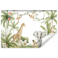 FOTOTAPETE für Kinderzimmer TIERE tropische Pflanzen Natur 460x300cm - Rot/Weiß, Papier (460/300cm) - Muralo