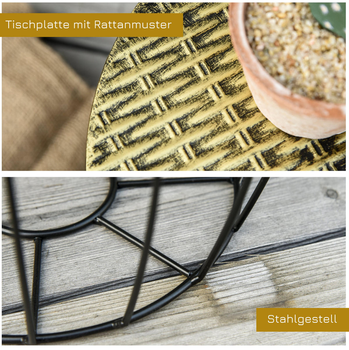 BEISTELLTISCH-SET 38/38/41 cm schwarz aus Metall stapelbar - Schwarz, Metall (38/38/41cm) - OKWISH