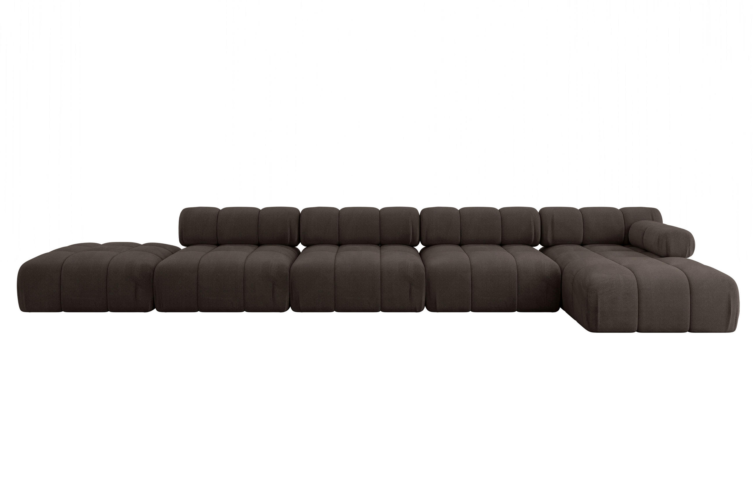 ECKSOFA modulares Sofa Lizur-L3 - 475x160x70 cm Braun Velours - Braun, Holzwerkstoff/Textil (475/160cm) - ALTDECOR