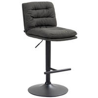 BARHOCKER TURIN Dunkelgrau Stoff Schwarz - Dunkelgrau, Textil/Metall (42/94/56cm) - DELUKE