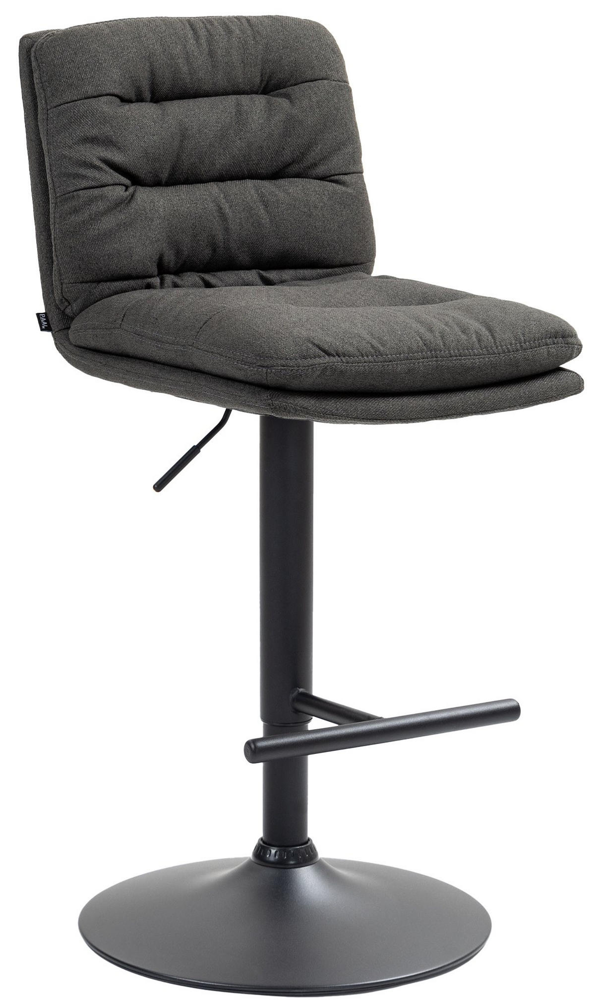 BARHOCKER TURIN Dunkelgrau Stoff Schwarz - Dunkelgrau, Textil/Metall (42/94/56cm) - DELUKE