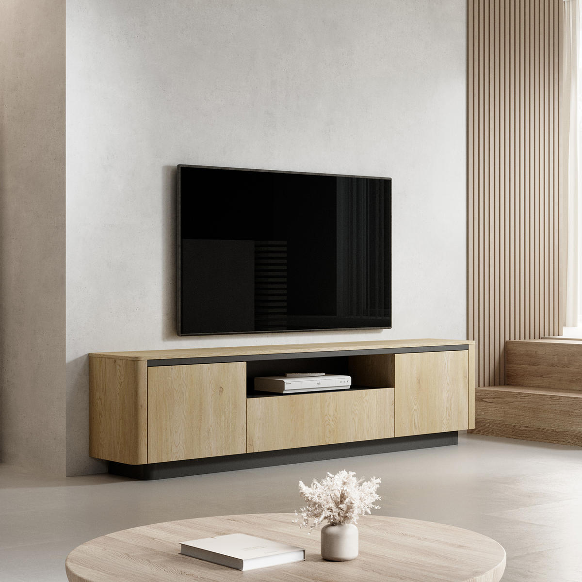 LOWBOARD OMBRA 200/54,9/38,1 cm, Eichefarben - Eichefarben, Holzwerkstoff (200/54.9/38.1cm) - MASSENO