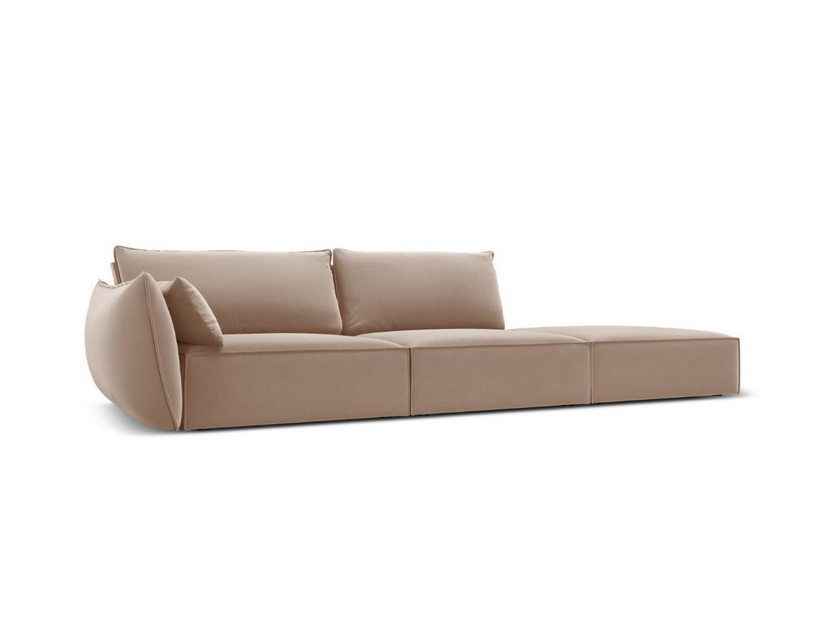 RECHTES-SOFA Kaelle aus Samt beige 4 Sitzplätze - Beige, Textil (110/85/264cm) - Micadoni