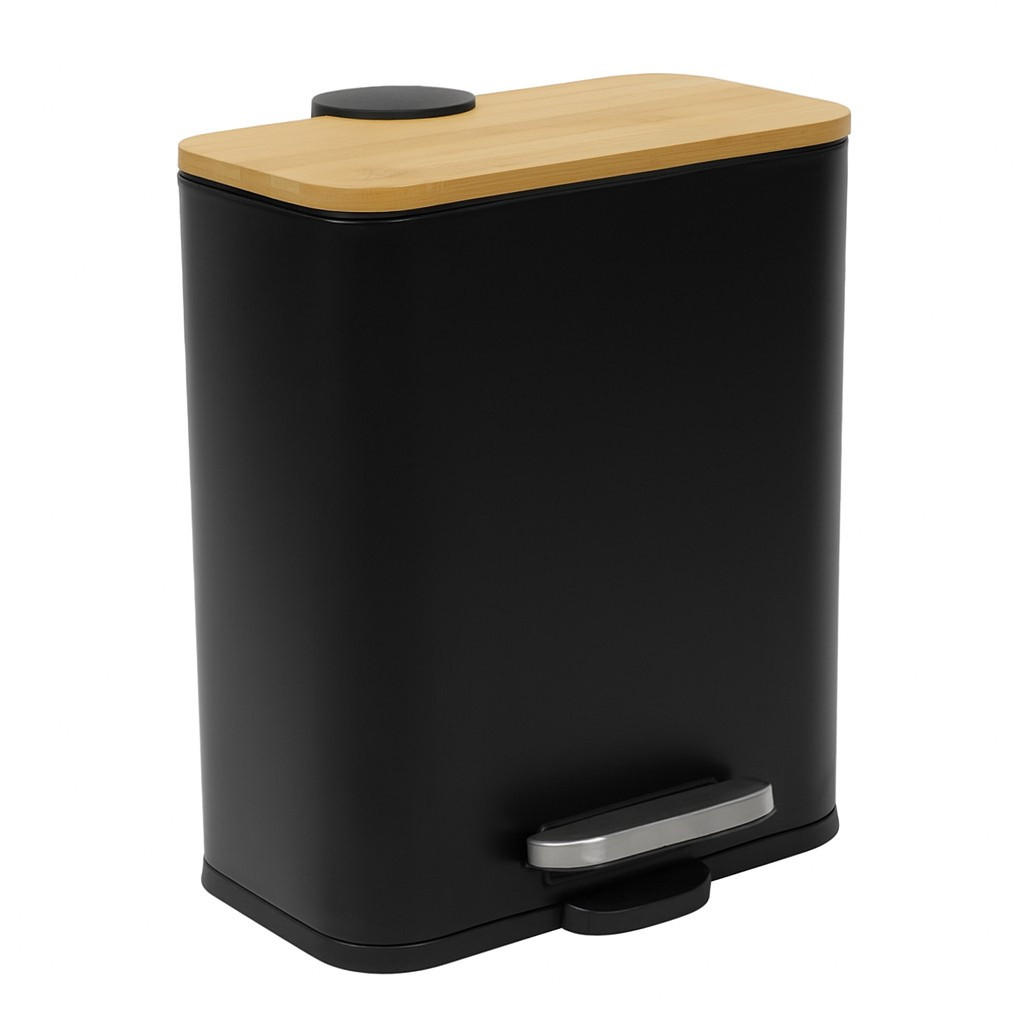 TRETEIMER Bambus Zetru 5 l - Schwarz, Metall (22.5/28/20cm) - NUXIO