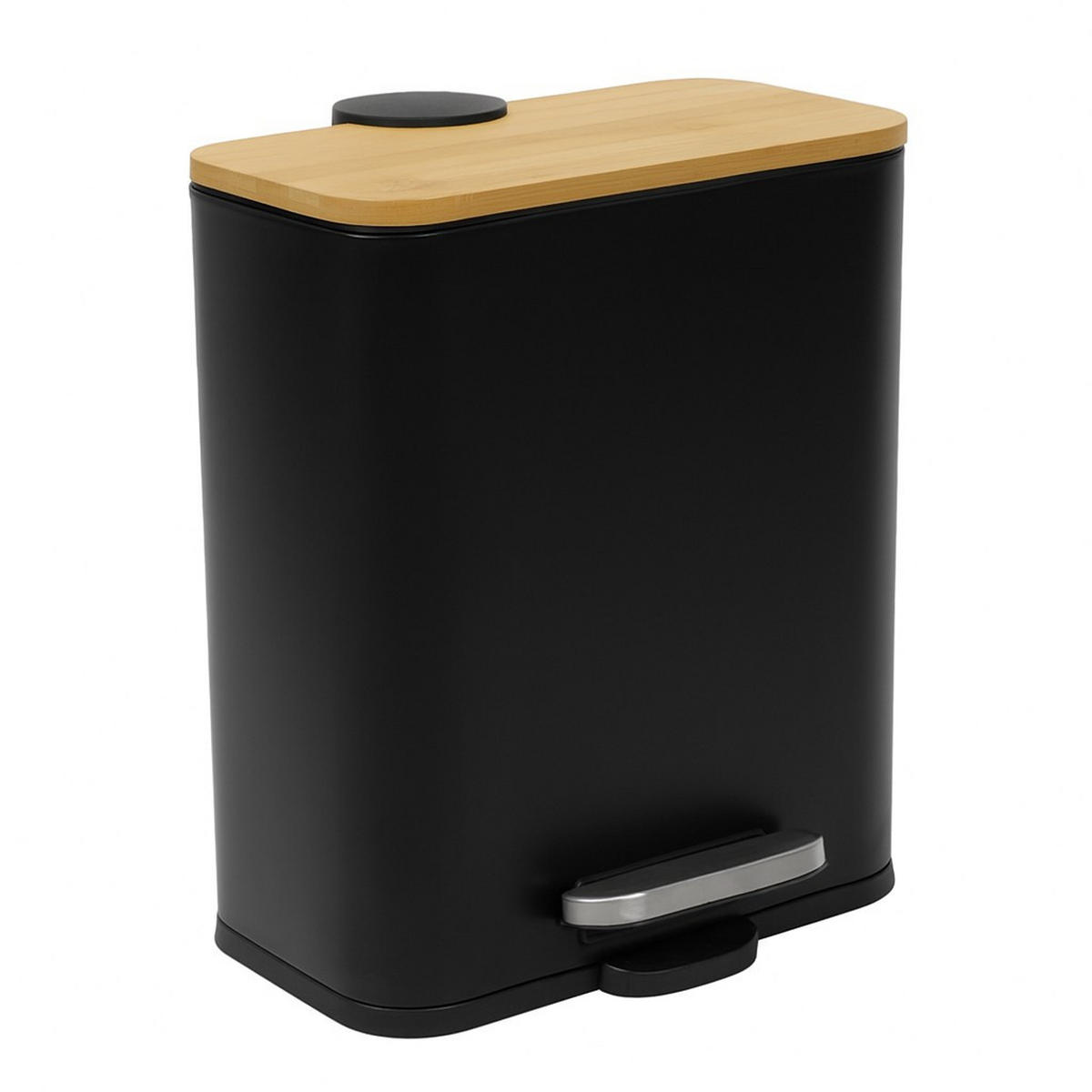 TRETEIMER Bambus Zetru 5 l - Schwarz, Metall (22.5/28/20cm) - NUXIO
