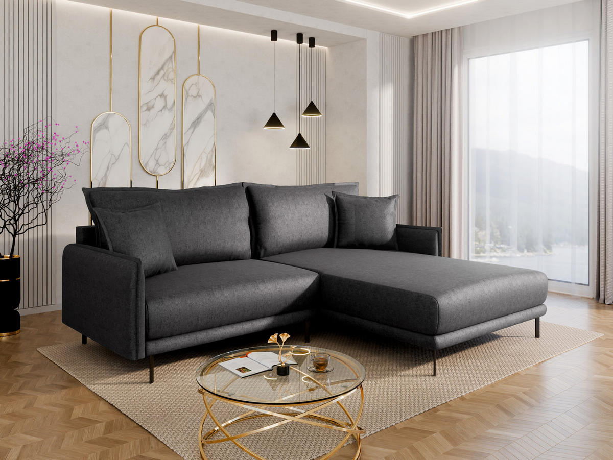 ECKSOFA Selva – modernes Design trifft auf höchsten Komfort, Anthrazit - Anthrazit, Holz (246/190cm) - Panda Möbel