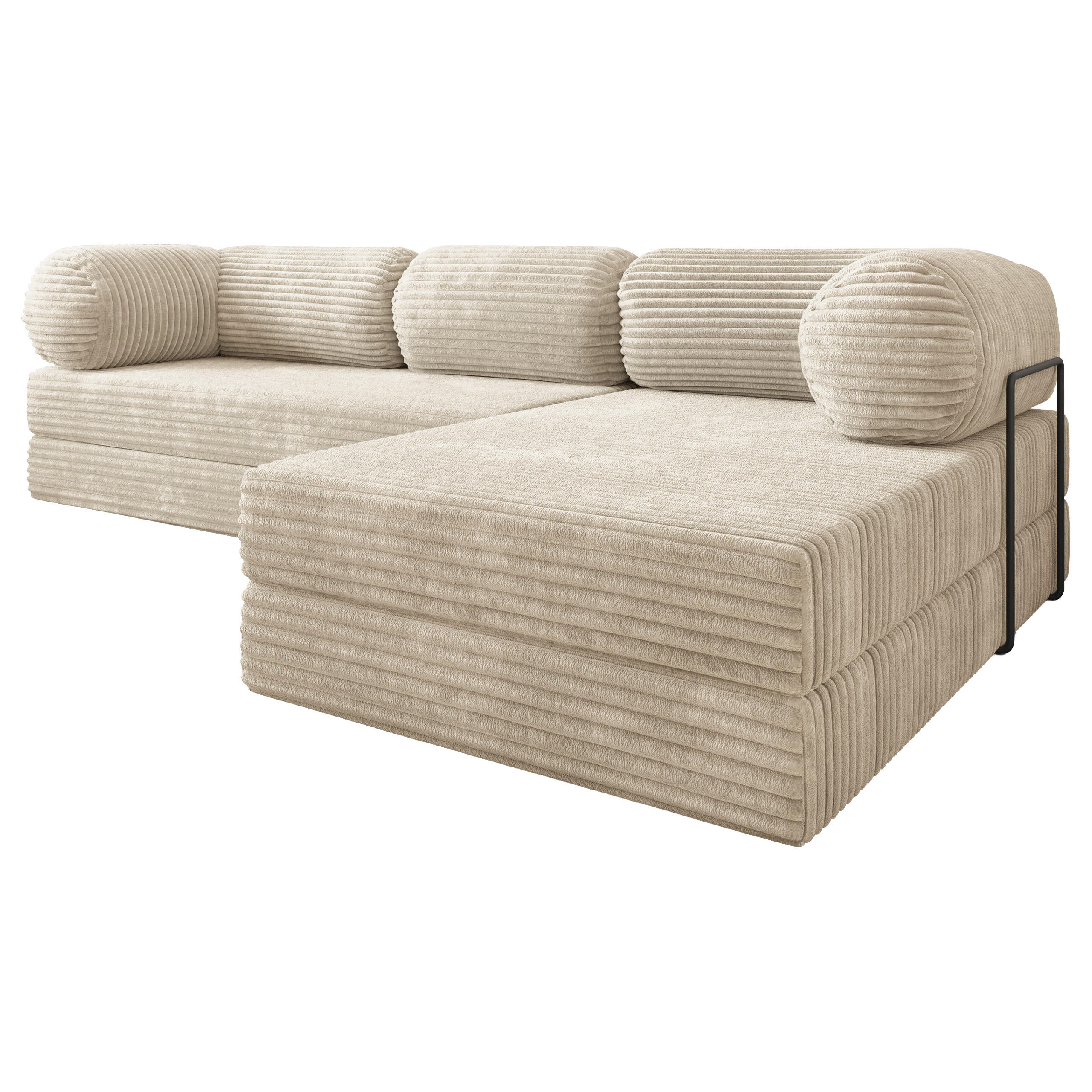 ECKSOFA ETERA modulares Boneless Sofa mit Schlaffunktion Creme Kordstoff - Creme, Textil (270/160cm) - MASSENO