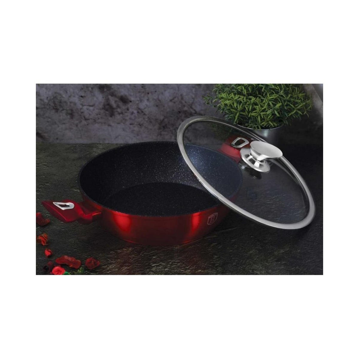 TOPF Rot 28/28/7.5 cm BH1263 - Rot, Metall (28cm) - Berlinger Haus