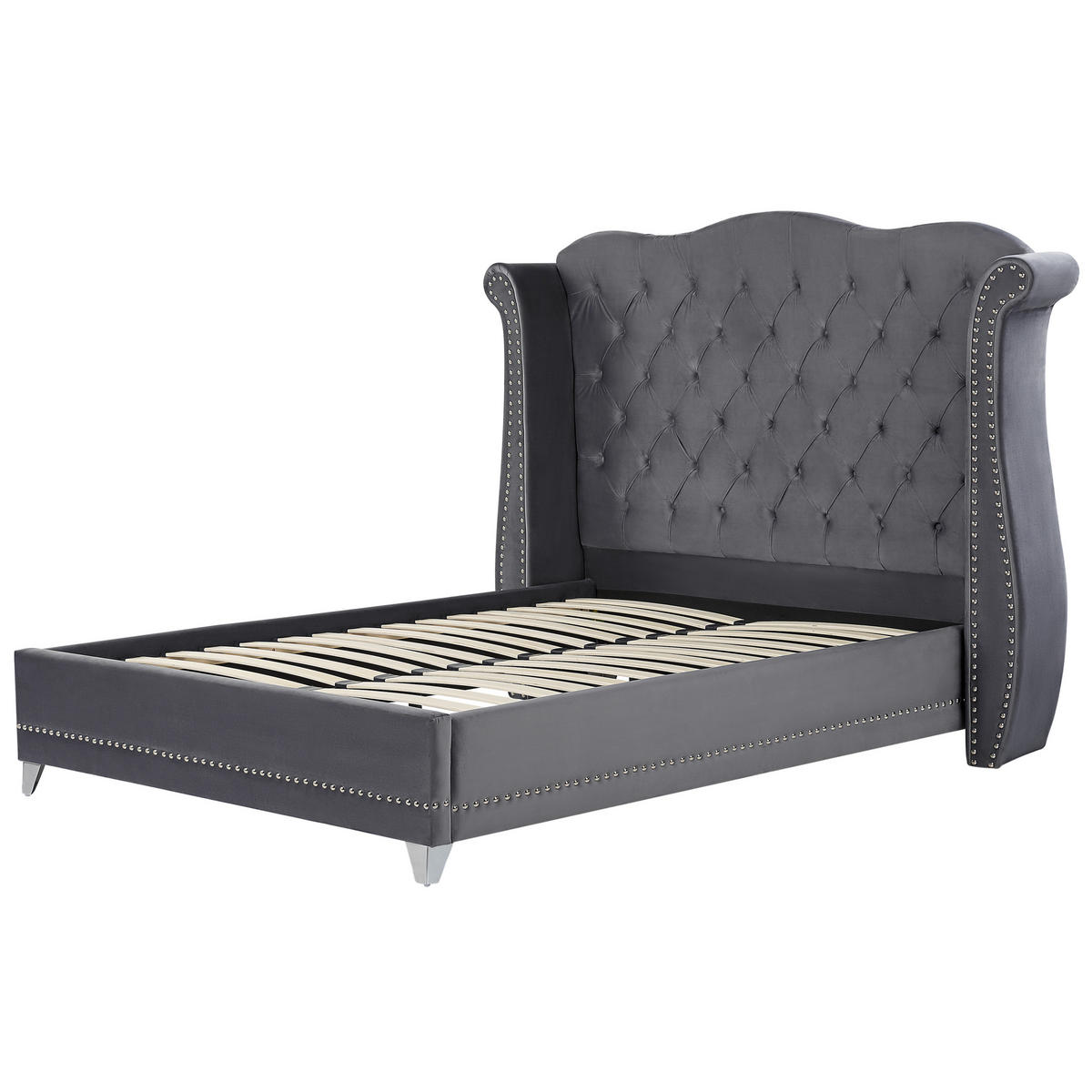 POLSTERBETT 160/200cm Grau Ayette - Grau, Textil (160/200cm) - Beliani