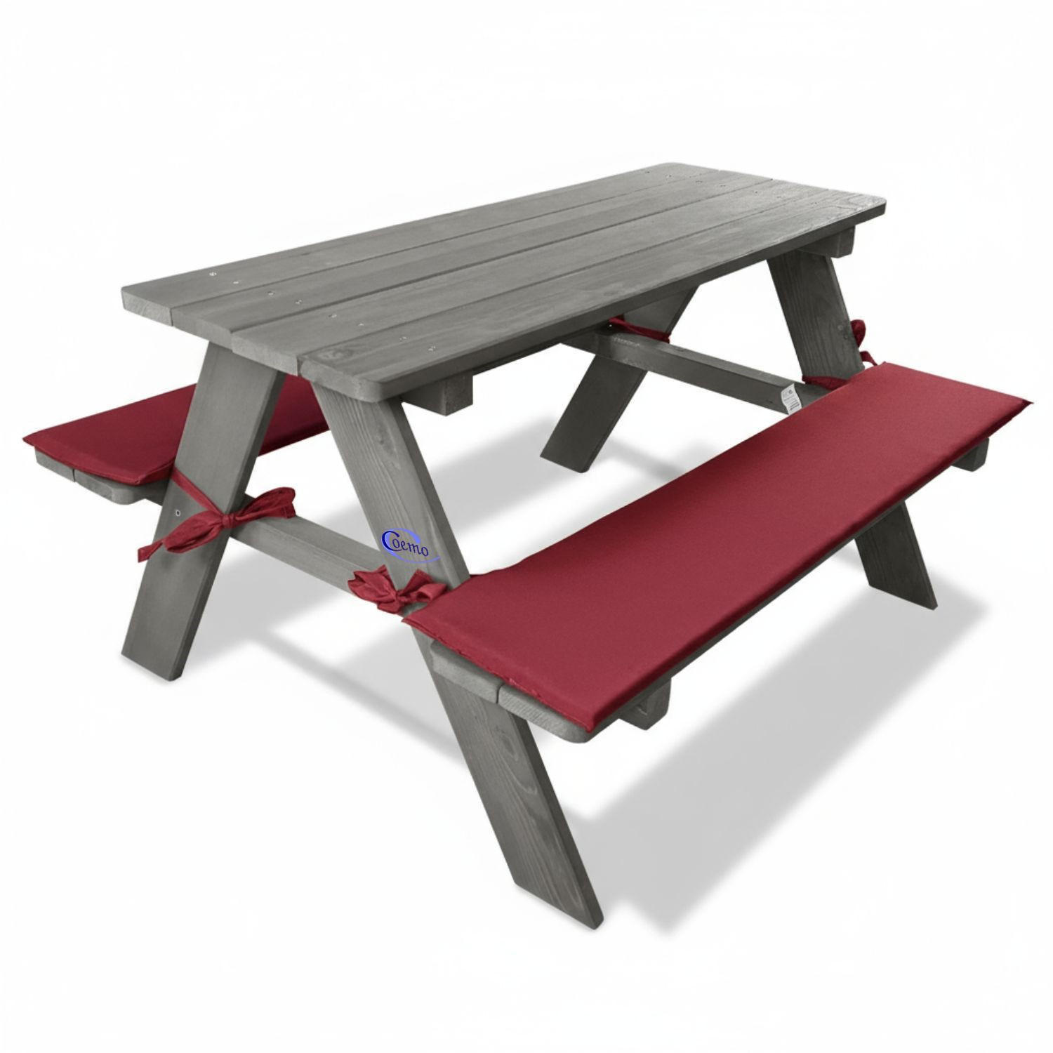 KINDERSITZGRUPPE GARTEN Holz mit Sitzauflagen Farbe Grau 89/79/50 cm - Grau, Holz (79/50/89cm) - Coemo