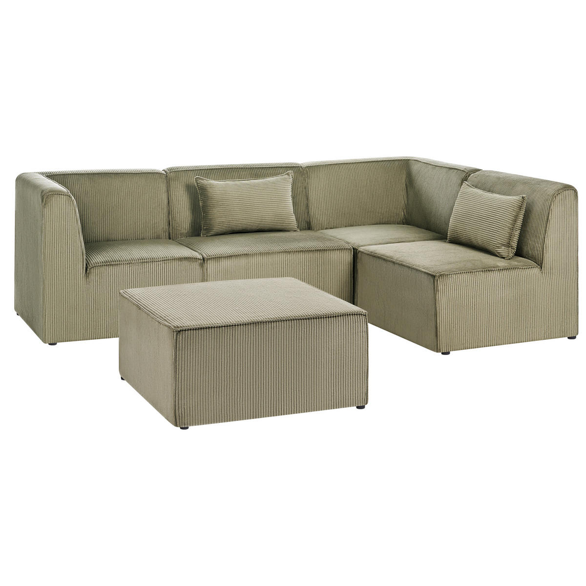 COLȚAR modul cu 4 locuri pe partea stângă verde reps reiat cu otomană Lemvig - verde, material textil (250/166cm) - Beliani