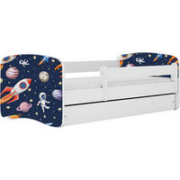KINDERBETT Emily mit Schublade und Matratze, Weiß 70x140 cm - Weiß/Dunkelblau, Holzwerkstoff (140/70cm) - WFL GROUP