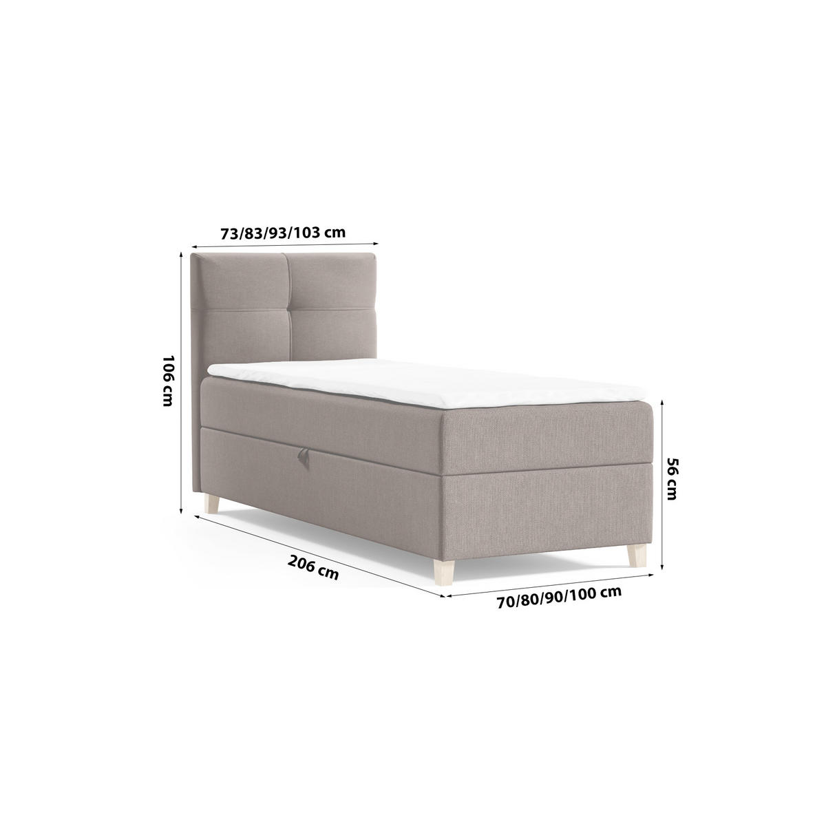 BOXBETT Einzelbett Anter Mini 70x200 cm, Braun - Braun, Textil (70/200cm) - Meblito