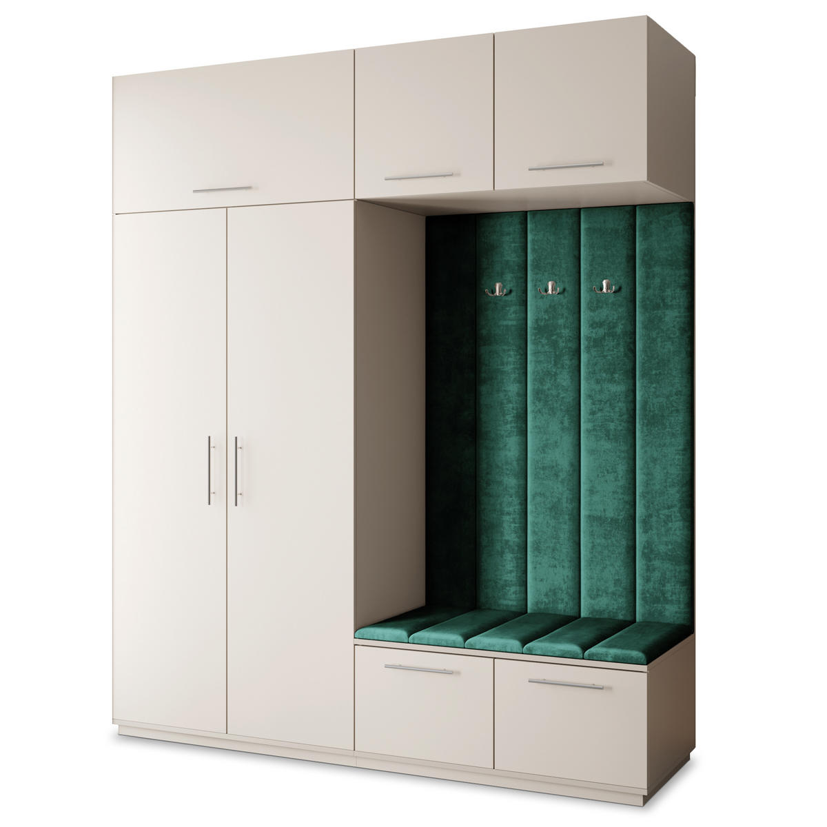 GARDEROBENSCHRANK REMA 200/240/60 cm Modern Garderobe-Set Kaschmir - Kaschmir/Grün, Holzwerkstoff (200/240/60cm) - MASSENO