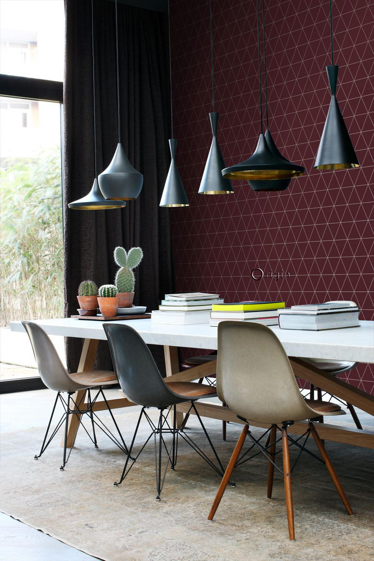 TAPETE grafische Dreiecke 53 cm x 10.05 m - Rot, Papier (53/1000cm) - Origin Wallcoverings