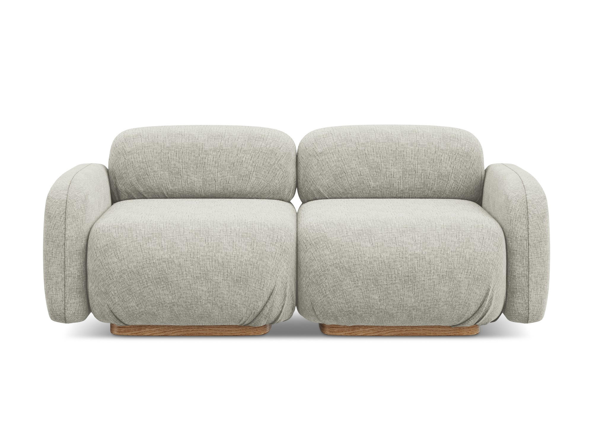 3-SITZER SOFA Chenille Stoff Grau - Silberfarben/Braun, Holz/Textil (190/73/95cm) - Makamii