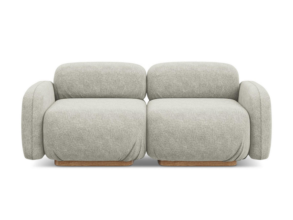 3-SITZER SOFA Chenille Stoff Grau - Silberfarben/Braun, Holz/Textil (190/73/95cm) - Makamii