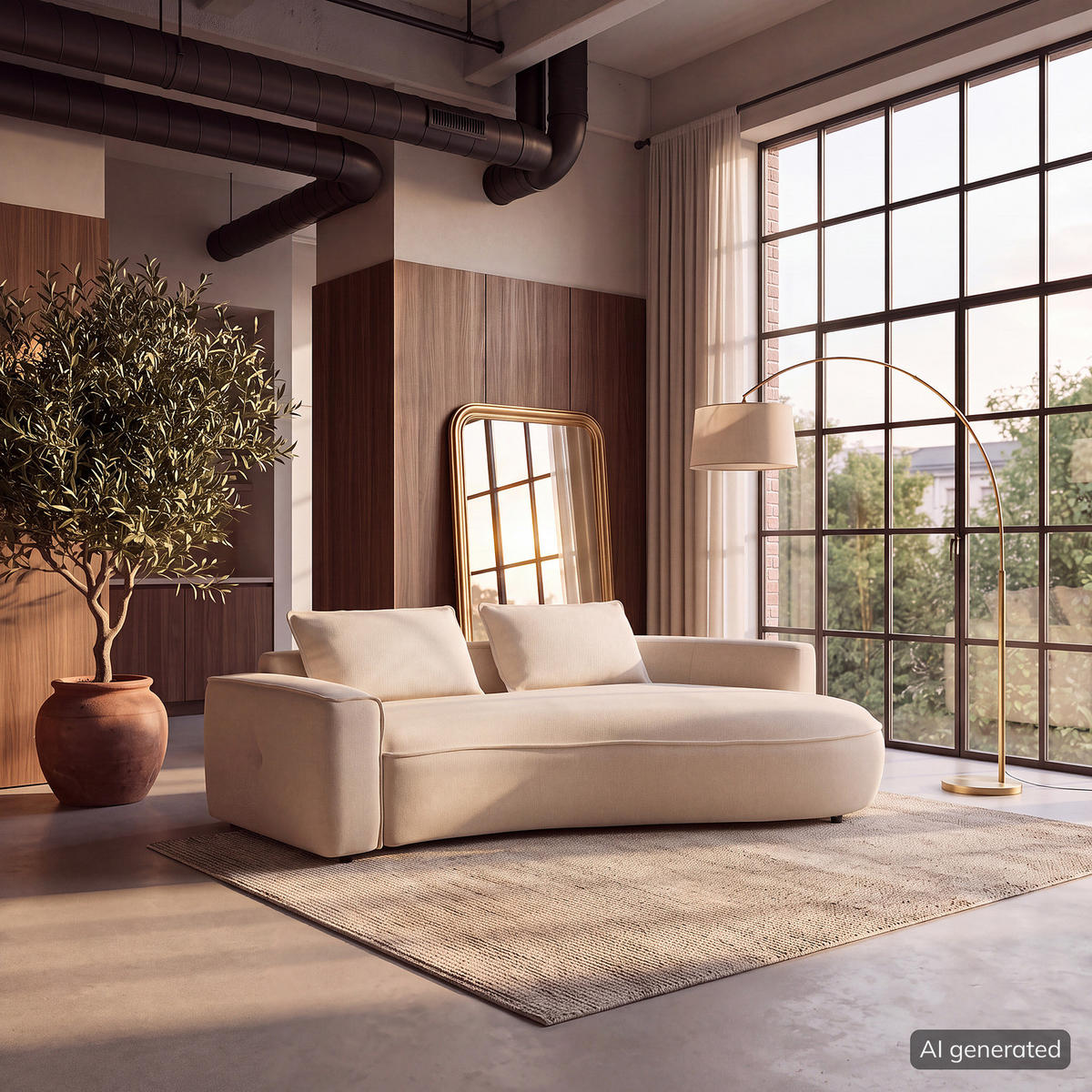 2,5-SITZER SOFA - Beige/Schwarz, Kunststoff/Textil (217/82/146cm) - home24