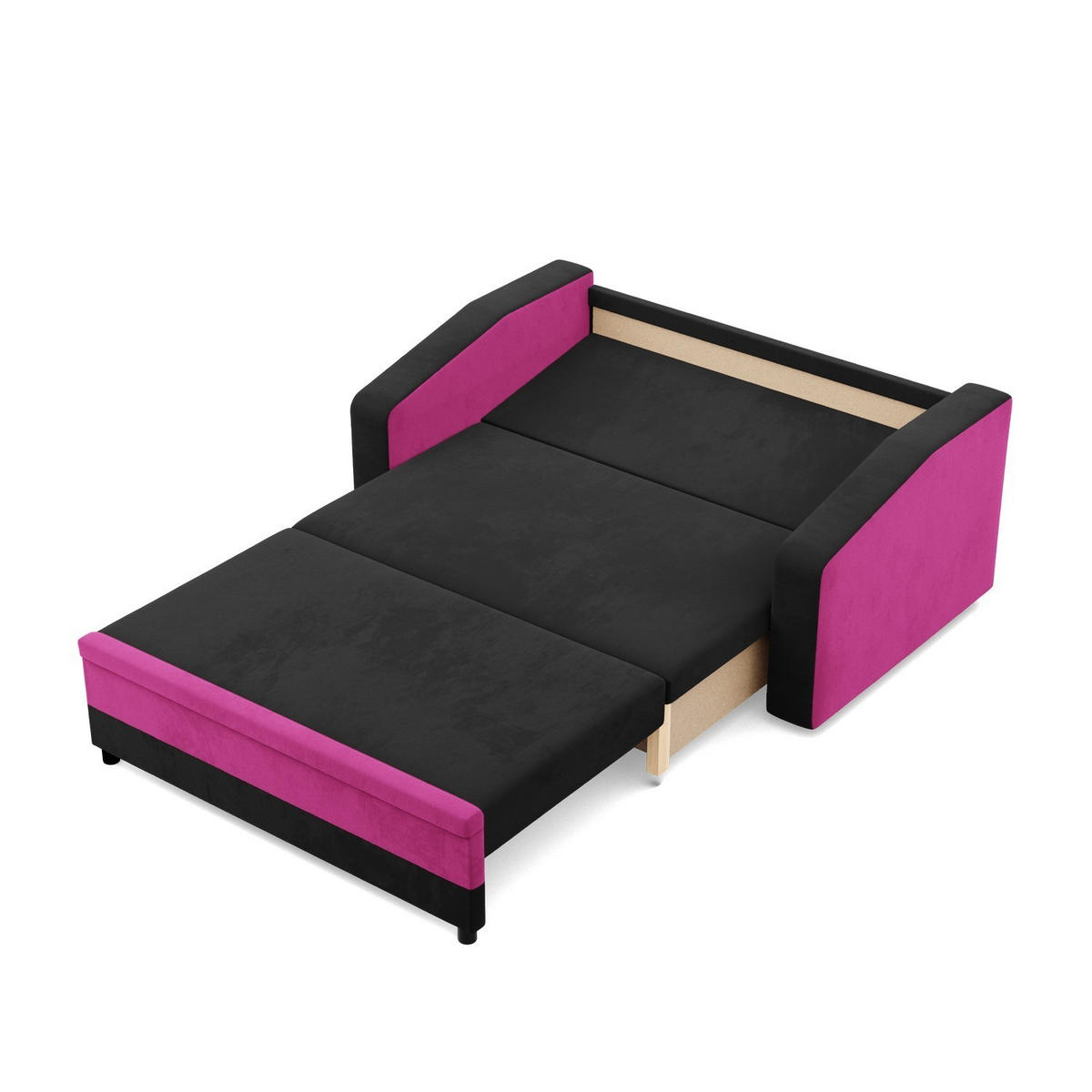 SOFA 2-SITZER MIT SCHLAFFUNKTION ORION, Schwarz + Rosa - Pink/Schwarz, Textil (148/90/87cm)