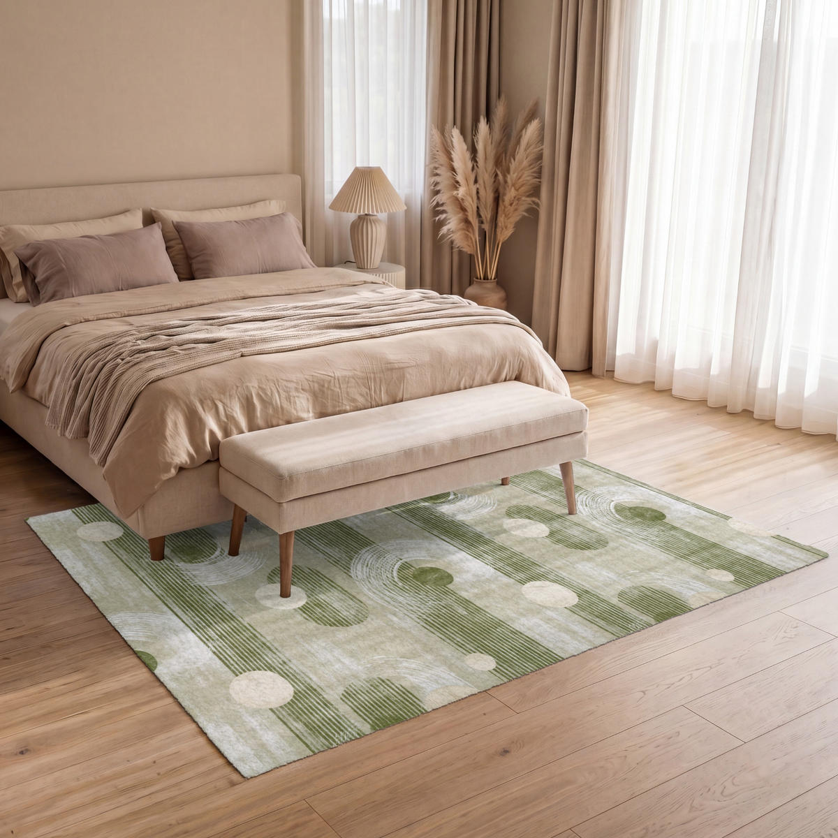 KOBERCE - Umelecké - Moderné - Zelené - 200x140 cm - olivovozelená, textil/plast (200/0.4cm) - OnlyWow