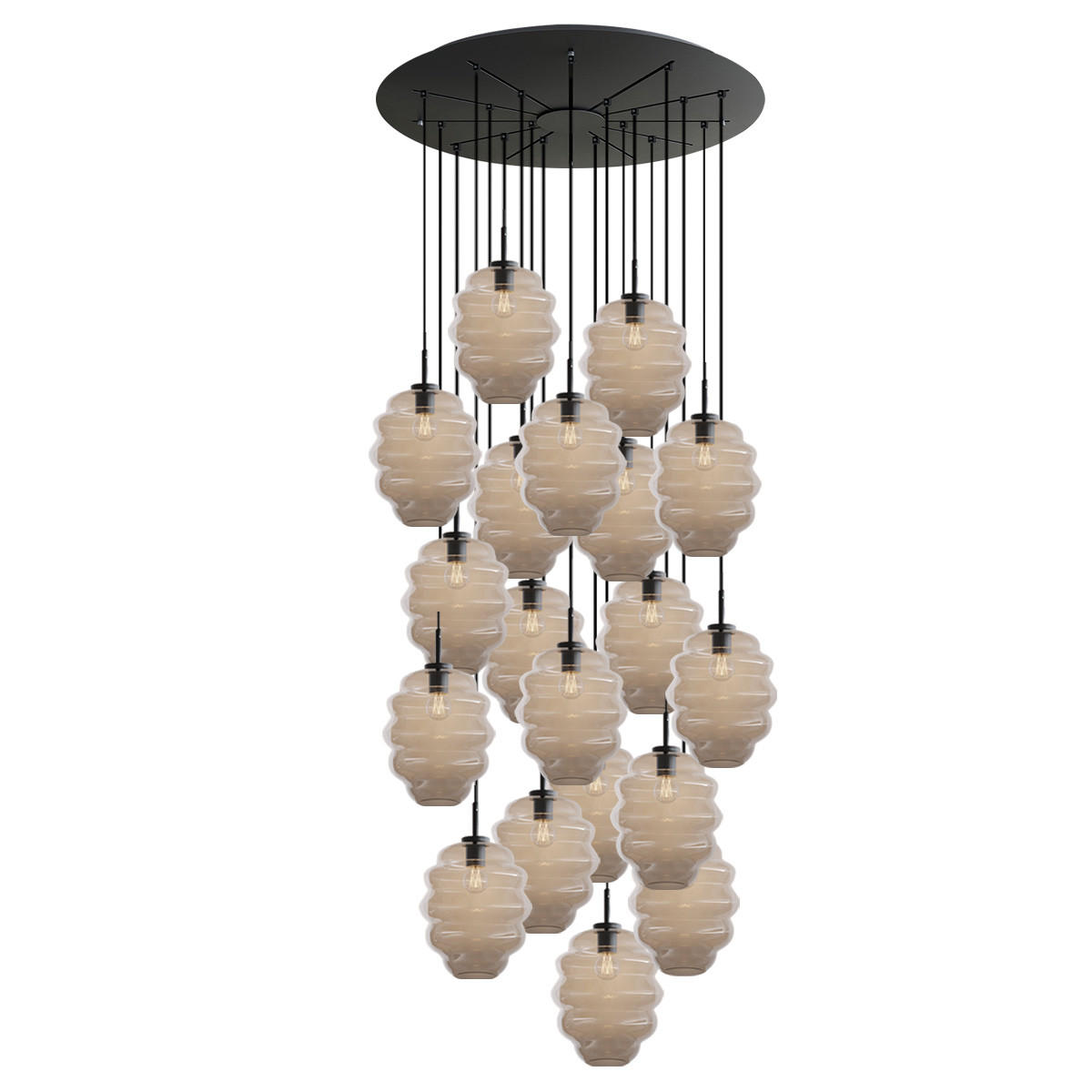 GALERIELEUCHTE Echos 20-flammig Klar Ø 25cm - Klar/Schwarz, Glas (25/25/28cm) - s.luce