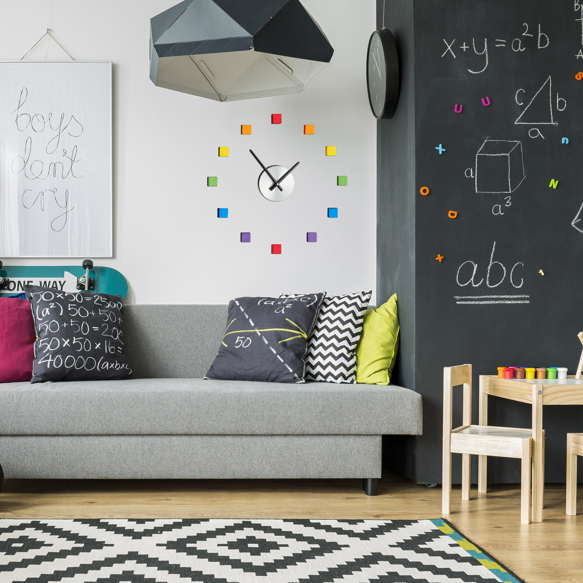 WANDUHR - Multicolor, Textil/Metall (110/110/3.5cm) - Relaxdays