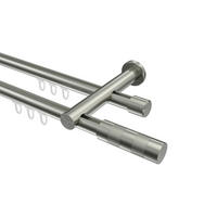 INNENLAUF-GARDINENSTANGEN-SET Platon Mavell 160 cm, 2-läufig, 20 mm Ø Edelstahl-Optik - Edelstahlfarben/Silberfarben, Metall (160cm) - INTERDECO