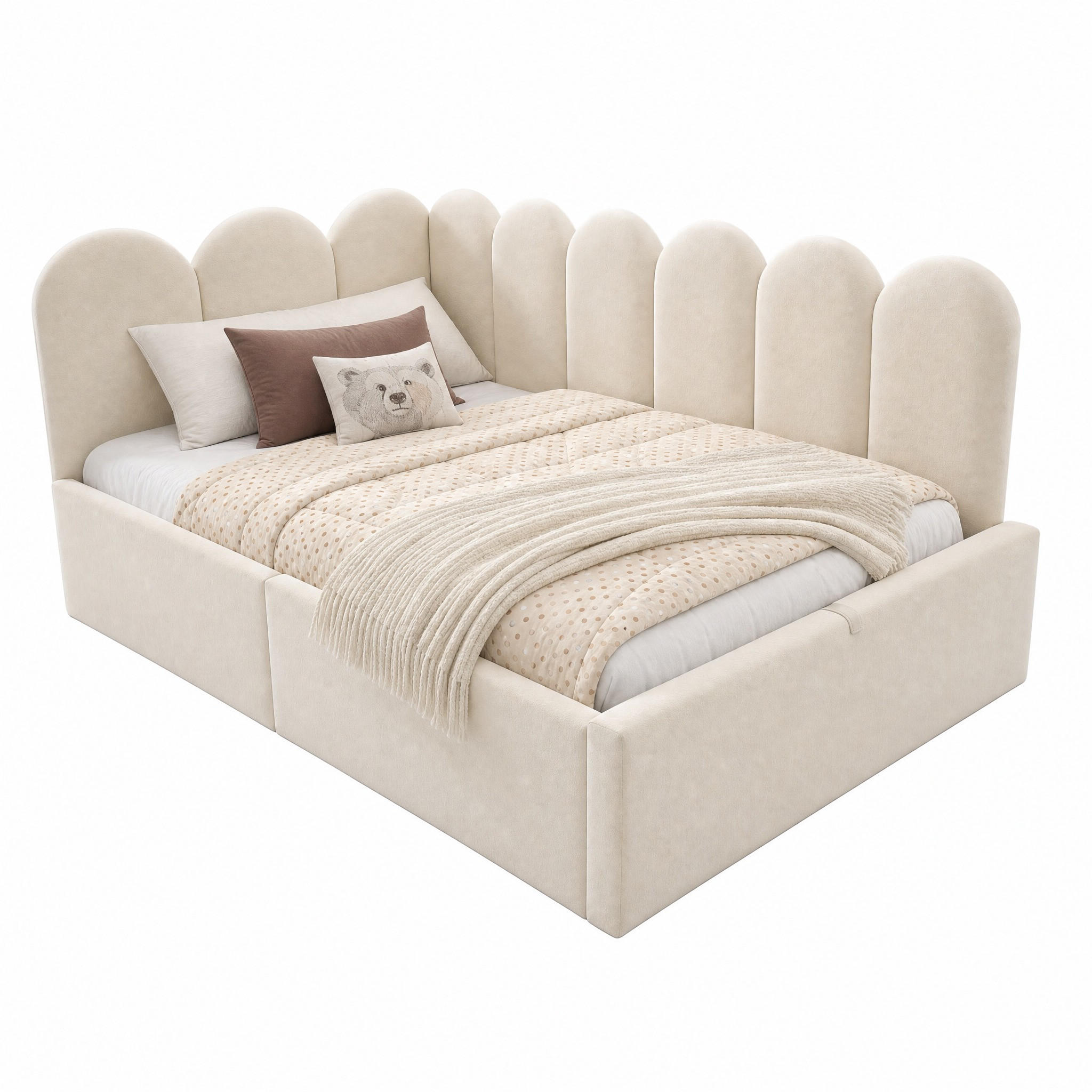 TAGESBETT mit Stauraum 90x190 cm Samt Beige - Beige, Metall (90/190cm) - Meubliv