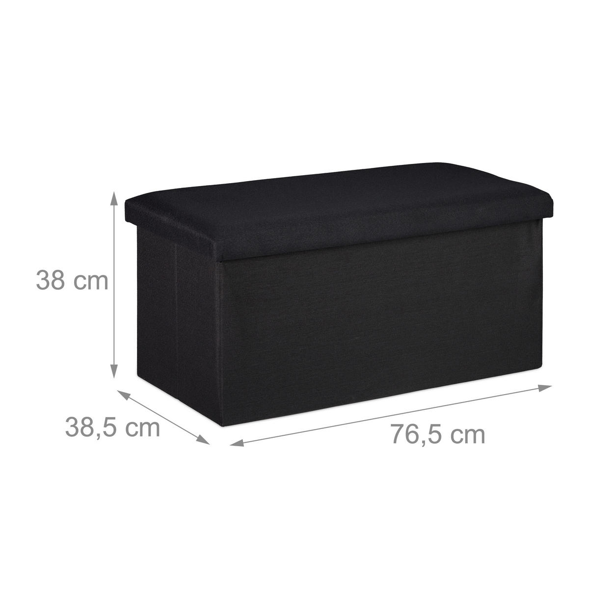 SITZBANK - Schwarz, Holzwerkstoff/Textil (76.5/38/38.5cm) - Relaxdays