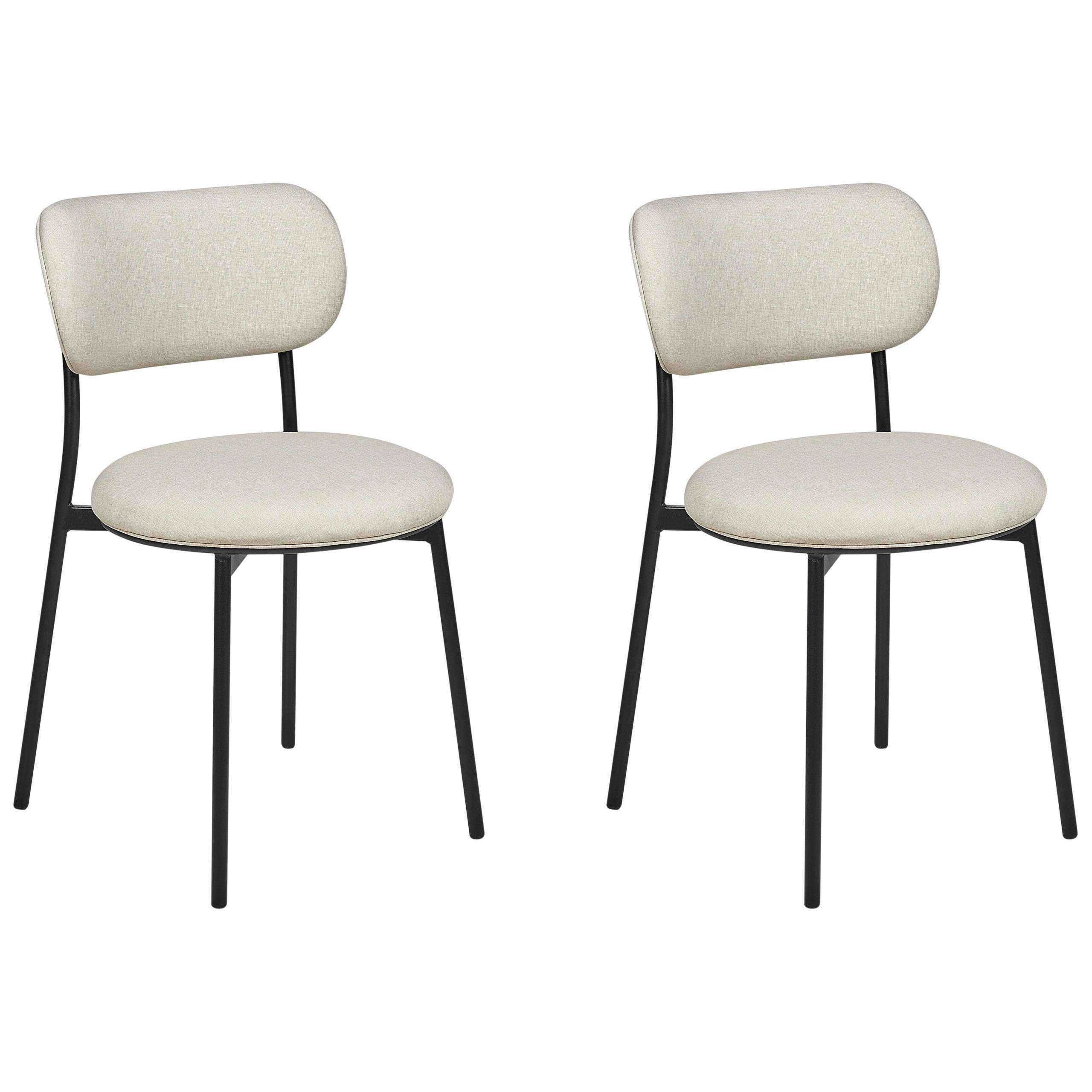 ESSZIMMERSTUHL 2er-Set Stoff hellbeige/schwarz Casey - Beige/Schwarz, Textil (43/76/50cm) - Beliani