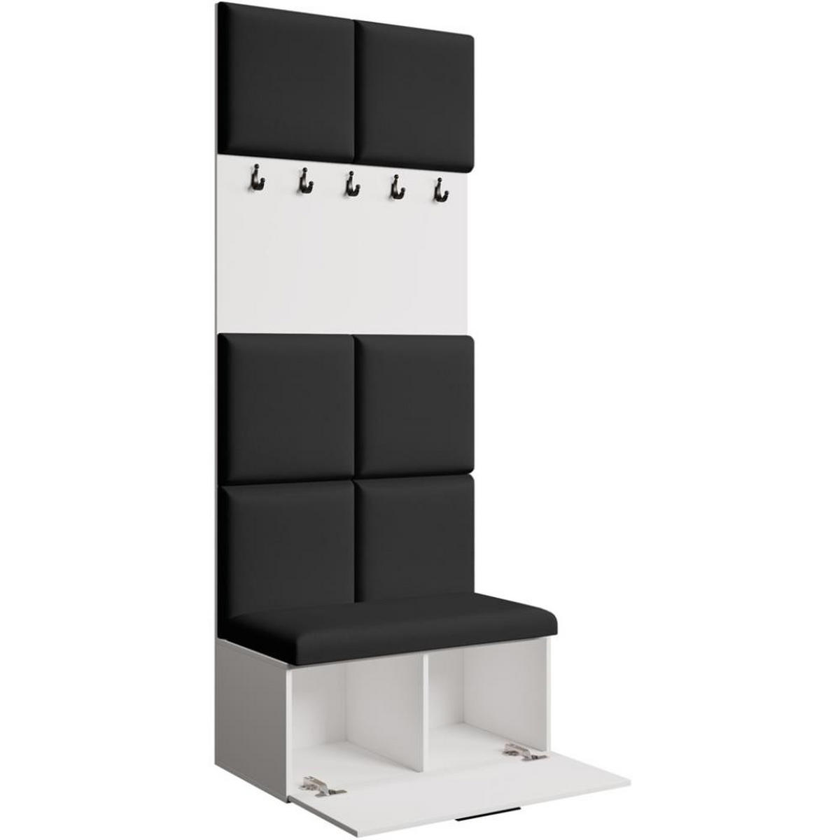 GARDEROBE Margaret I 81/203/43 gepolsterten Paneelen - Schwarz/Weiß, Holzwerkstoff/Kunststoff (81/203/43cm) - Beautysofa