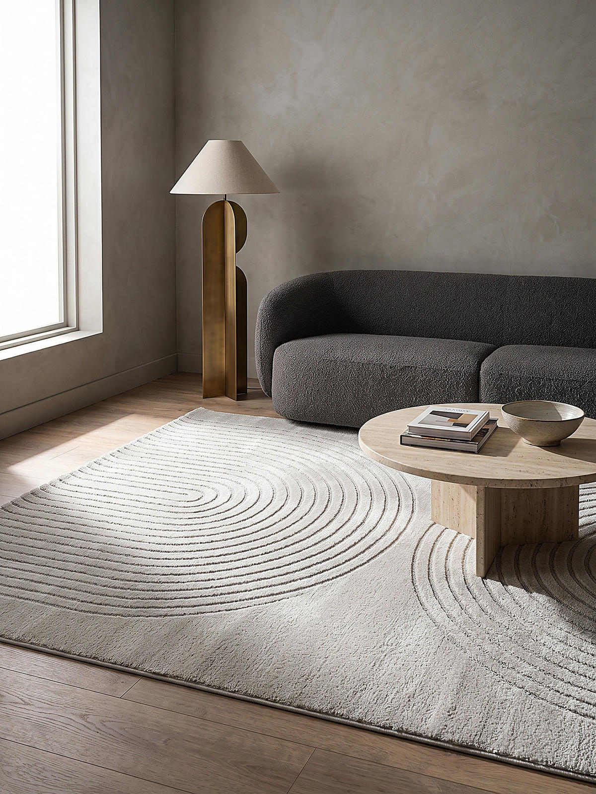 KURZFLORTEPPICH Geometrisch MUOTA Polypropylen Grau 120 x 160 cm - Grau, Textil (120/160cm) - KADIMA DESIGN