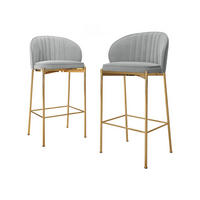 BARHOCKER-SET Muz BS-1258/GL - Goldfarben/Grau, Textil/Metall (55/101/51cm) - MIRJAN24