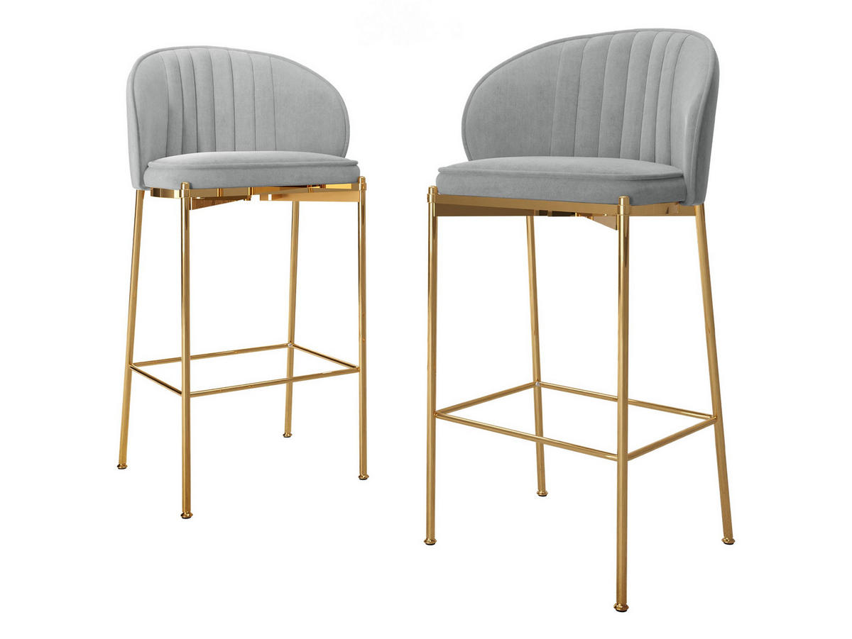BARHOCKER-SET Muz BS-1258/GL - Goldfarben/Grau, Textil/Metall (55/101/51cm) - MIRJAN24