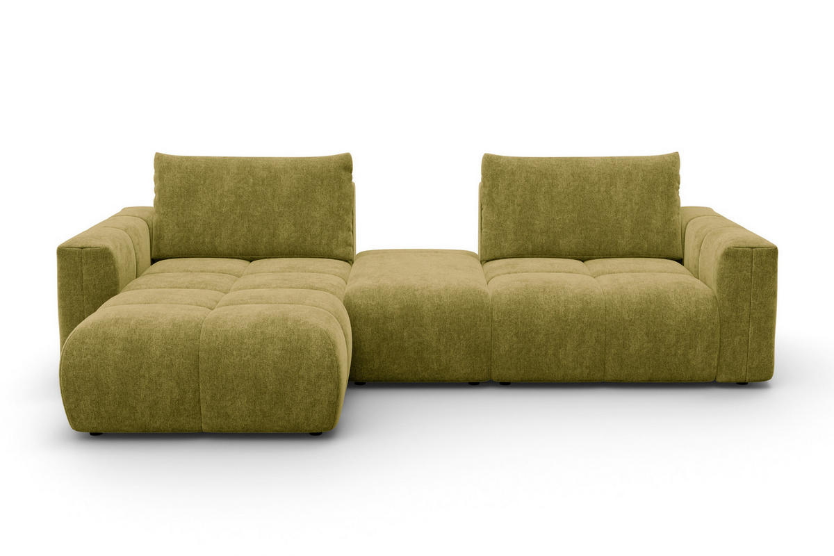 ECKSOFA VERONA 4-Sitzer LINKS, Khaki - Schwarz/Grün, Holz/Textil (282/173cm) - Courtois Laville