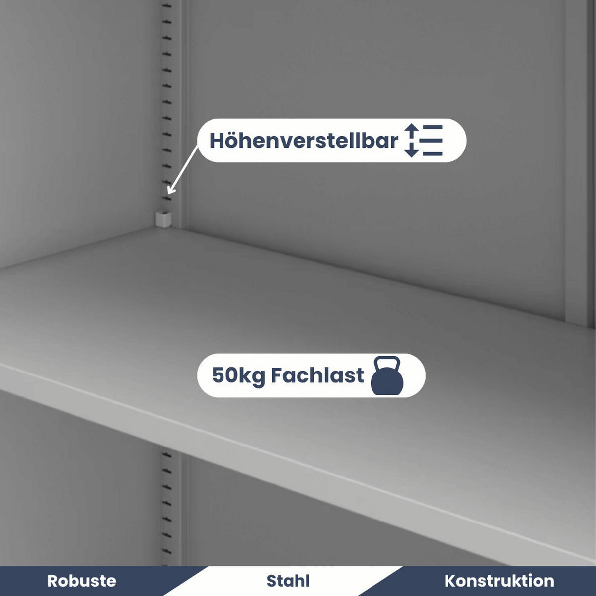 METALLSCHRANK klein VERSI mit Schubladen Flügeltüren 90x90x40cm Grau - Grau, Metall (90/90/40cm) - DELUKE