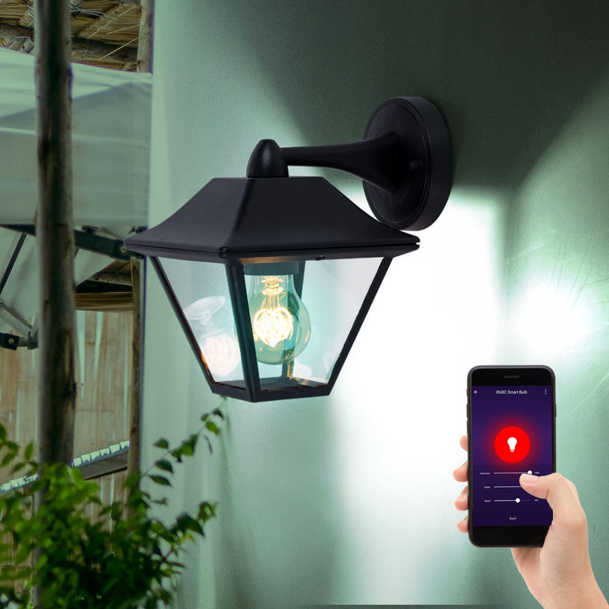 LED AUSSENWANDLEUCHTE Aluminium Schwarz Glas - Schwarz, Glas (23.5/22.5/22.5cm)