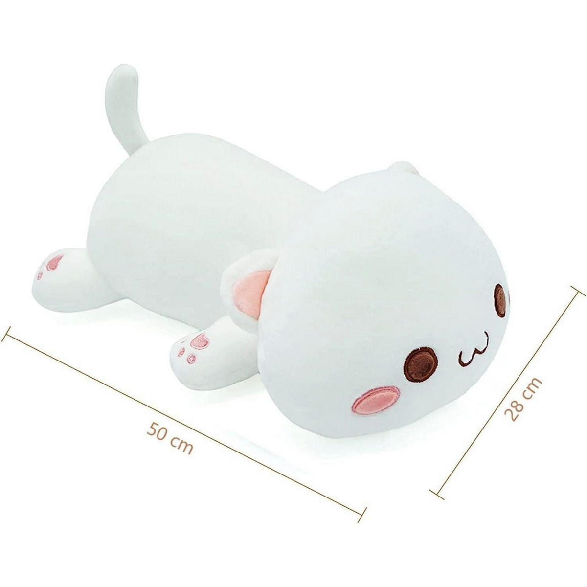 PLÜSCHTIER Katze, Kawaii Kätzchen Plüschkissen in weiß - Weiß, Textil (30/50cm)