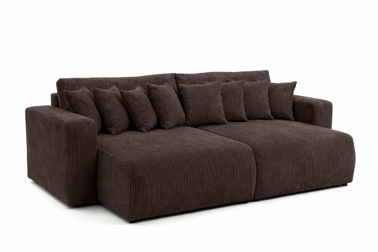 SCHLAFSOFA, Cordstoff Poso, Braun, PIANO DOUBLE - Braun, Holz (246/83/145cm) - Kaiser Möbel